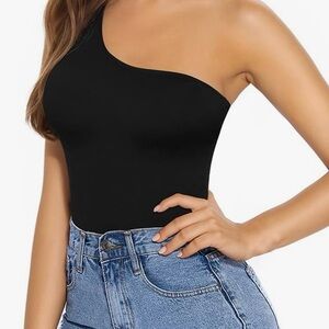 Mangopop Women’s Shoulder Tank Top Bodysuit - Sexy Sleeveless Off-the-Shoulder S
